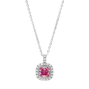 Platinum Finish Sterling Silver Micropave Simulated Birthstone Pendant with Simulated Diamonds
