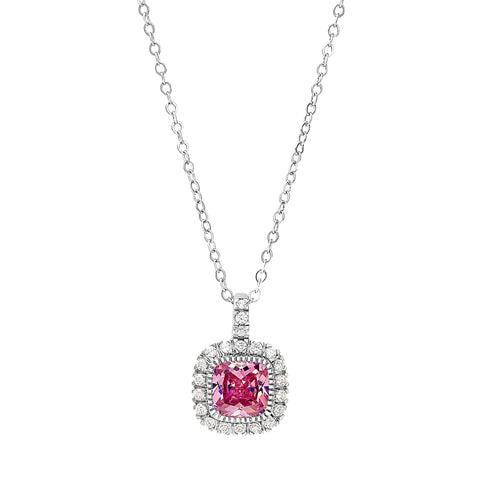 Platinum Finish Sterling Silver Micropave Simulated Birthstone Pendant with Simulated Diamonds