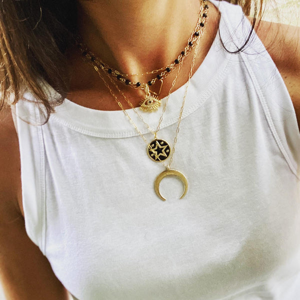 Gold Filled Crescent Gold Necklace by LIV Rose