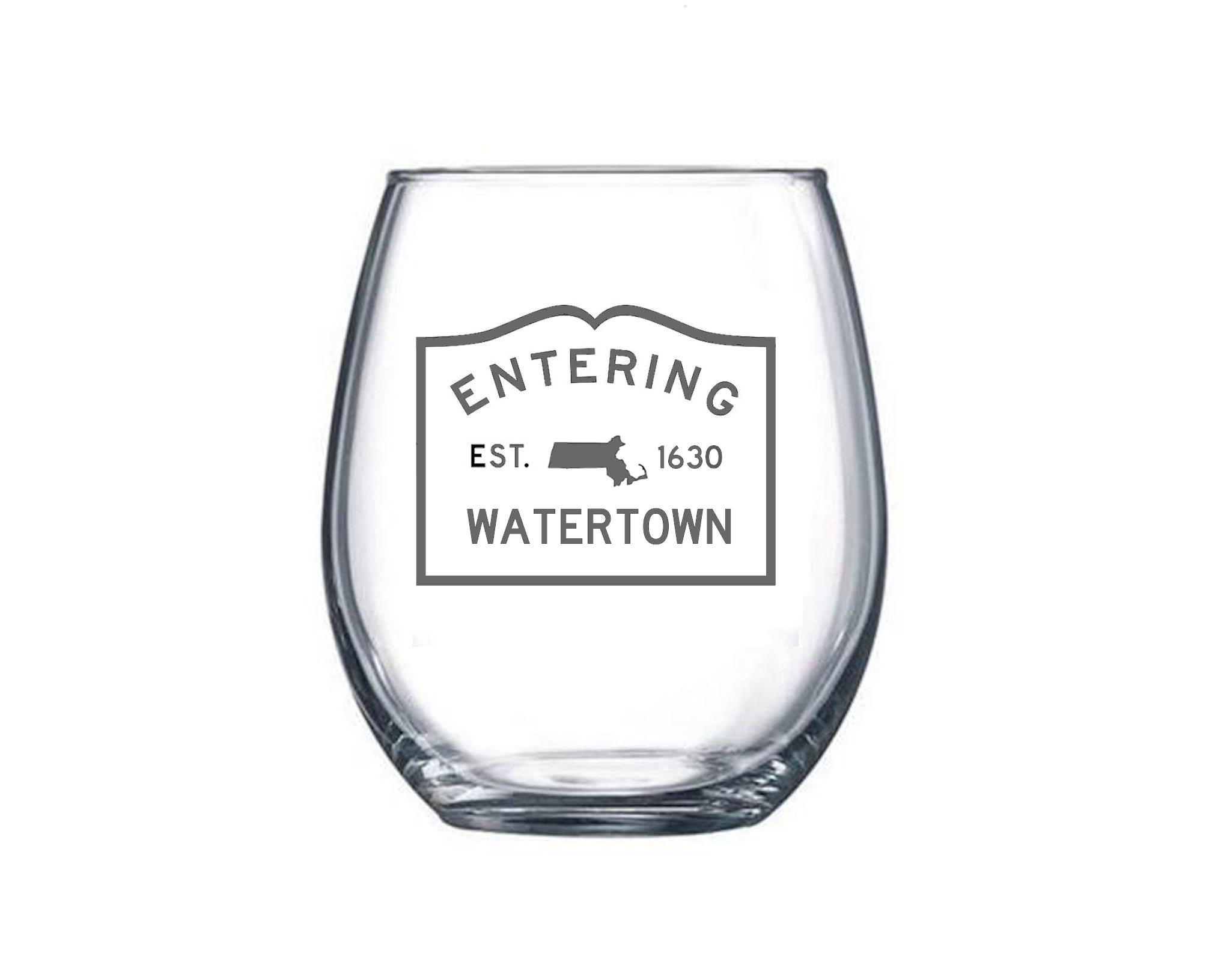 Entering ‘Town’ Custom Etched Stemless Wine Glasses