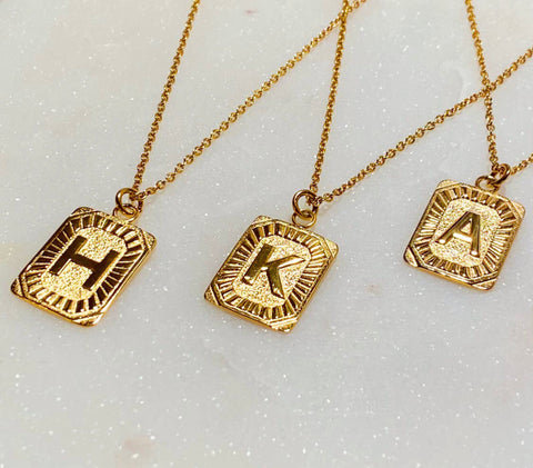 Gold Dipped Art Deco Initial Necklace