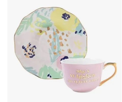 'She's Whiskey in a Teacup' Cup and Saucer